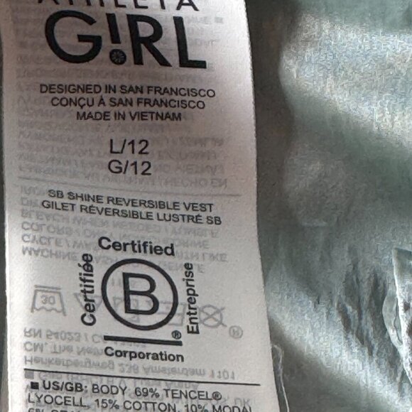 Athleta Girl Simone Biles mint green reversible vest size L/12 - Picture 5 of 10